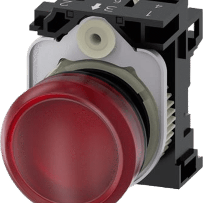 Lampara de señalización plástica con led color Roja, 24Vca-Vcd