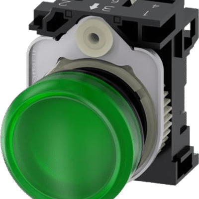Lampara de señalización plástica con led color Verde, 110Vca