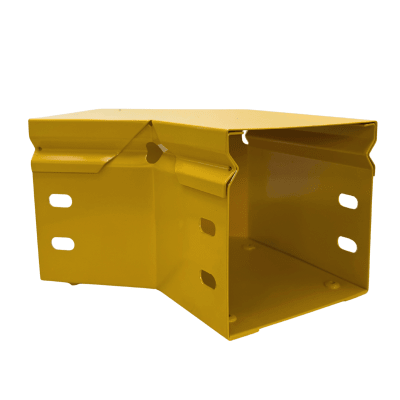 CHFIBER CURVA HORIZONTAL A 45° DE ALUMINIO PERALTE 4″ ANCHO 4″ RADIO 8″ CON RECUBRIMIENTO EN PINTURA EPÓXICA, INCLUYE TAPA , UN PAR DE COPLES Y TORNILLERÍA.