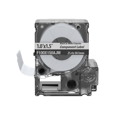 Casete de 150 Etiquetas Bandera, Poliéster de 25.4 mm x 38.1 mm (1 x 1.5 pulgadas), para Cables de 3.1 mm – 5.1 mm (0.12 – 0.2 pulgadas) de Diámetro, Área de Impresión Color Blanco