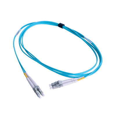 Jumper de Fibra Óptica Multimodo 50/125 OM3 XGLO, LC-LC Duplex, OFNR, Color Aqua, 1 Metro (3.28 Pies)