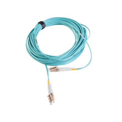 Jumper de Fibra Óptica Multimodo 50/125 XGLO OM3, LC-LC Duplex, OFNR, Color Aqua, 15 Metros (49.21 Pies)