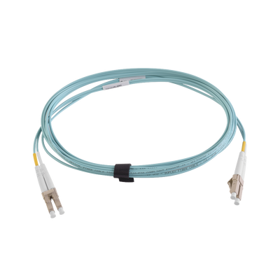 Jumper de Fibra Óptica Multimodo 50/125 XGLO OM4, LC-LC Duplex, OFNR, Color Aqua, 1 Metro (3.28 Pies)