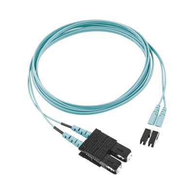 Jumper de Fibra Optica Multimodo 50/125 OM3, LC-SC Duplex, OFNR (Riser), Color Aqua, 2 Metros (6.56 Pies)