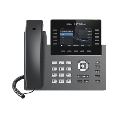 Teléfono IP Wi-Fi, Grado Operador, 10 líneas SIP con 5 cuentas, pantalla a color 4.3″, puertos Gigabit, Bluetooth, PoE, codec Opus, IPV4/IPV6 con gestión en la nube GDMS
