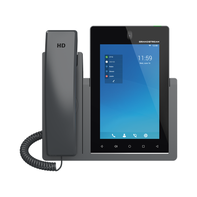 Teléfono IP Android 11, 16 líneas SIP con 16 cuentas, pantalla táctil  7″, puertos Gigabit, Wi-Fi, Bluetooth, PoE, codec Opus, IPV4/IPV6 con gestión en la nube GDMS
