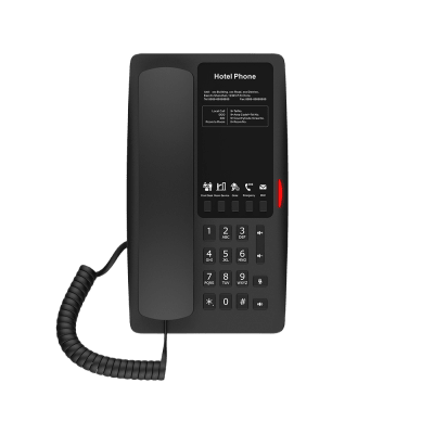 Teléfono IP Hotelero Wi-Fi 6 / 2 Líneas SIP / Doble Banda 2.4/5 GHz / 5 Teclas Programables / Puerto USB-A / PoE 802.3af / Diseño Negro