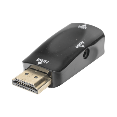 Adaptador (Convertidor) HDMI a VGA  / HDMI Macho a VGA Hembra / Resolución 1920×1080 @ 60Hz  / Adaptador de Audio de 3.5 mm / Chapado en Níquel