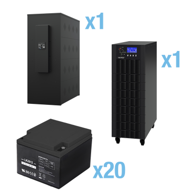 UPS Trifásico de 20 kVA/18 kW, Topología Online Doble Conversión, Voltaje de 208/220 Vca de L-L, Respaldo de 5 Minutos al 100% de Carga, Incluye Módulo y Banco de Baterías