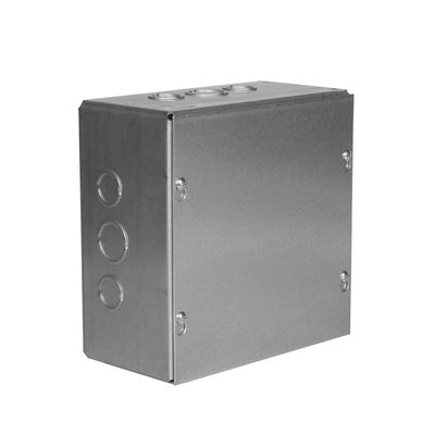 Caja Extra Grande 12″x12″x 4″/ Profundidad 4″/Entradas Laterales – Finales 2 Entradas de 1/2″- 3/4″, 2 Entradas de 3/4″ – 1″ y 2 Entradas de 1″- 1 1/4″ / Incluye tapa.