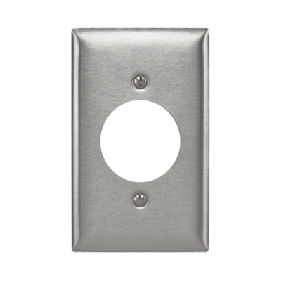 Placa para Receptaculo Sencillo 20 y 30 A de Media Vuelta/ 1.6″ (40 mm) / Acero Inoxidable.