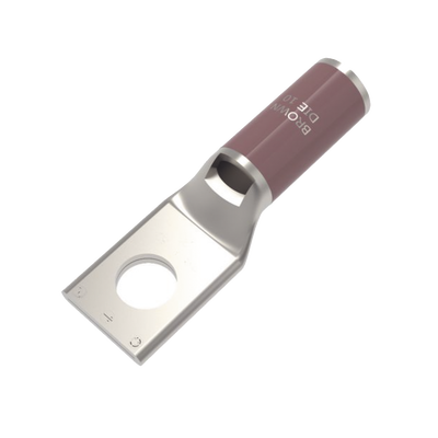 Zapata Terminal de Compresión de Cobre Electrolítico Estañado de Cañón Corto para Tornillo de 1/2″ y Calibre 2 AWG.