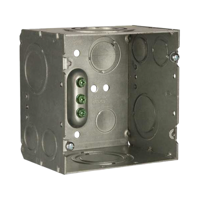 Caja Cuadrada 4- 11/16″ x 4 11/16″/ Profundidad de 3-1/4″/ 2 Entradas  1″, 1 1/4″, 1 1/2″, 2″, 2 Entradas 1″-1 1/4″, 2 Entradas 3/4 «- 1″, 4 Entradas 1/2″ – 3/4″, 2 Entradas 1/2».