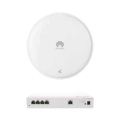Kit de Router Multi-Servicio / 1 puerto 10/100/1000 Mbps(WAN) / 4 puertos 10/100/1000 Mbps(LAN) PoE / 50W + Punto de Acceso Wi-Fi 7 / 3.57 Gbps / MU-MIMO 2×2 (2.4GH y 5GHz) / Smart Antenna más cobertura / Instalación en techo y pared