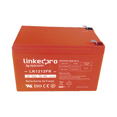 Batería de respaldo 12 V 12 Ah AGM | Certificada UL94-V0 Retardante a la Flama | Especial para Seguridad Electrónica | Vida útil 5 años | Terminales F1 + Adaptador F2
