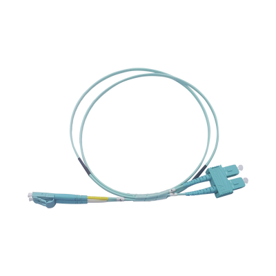Jumper de Fibra Óptica Multimodo OM3 50/125 LC-SC OFNR (Riser), 2.0 mm, Dúplex, Aqua, 3 metros (9.84 pies)