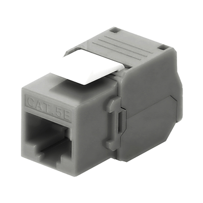 Módulo Jack Keystone Cat5e (Toolless), con Terminación en Ángulo 180 – Color Gris, Compatible con Faceplate y Patchpanel Linkedpro
