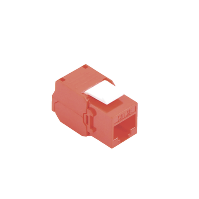 Módulo Jack Keystone Cat5e (Toolless), con Terminación en Ángulo 180 – Color Rojo, Compatible con Faceplate y Patchpanel Linkedpro