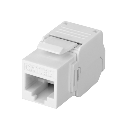 Módulo Jack Keystone Cat5e (Toolless), con Terminación en Ángulo 180 – Color Blanco, Compatible con Faceplate y Patchpanel Linkedpro
