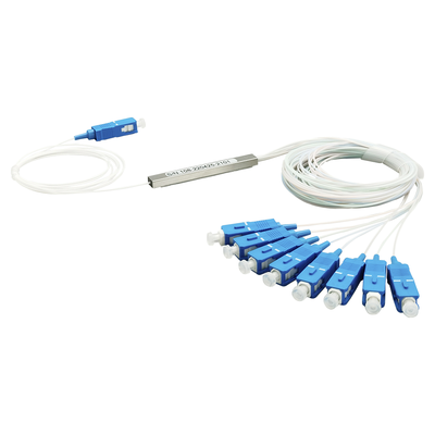Splitter (Divisor Óptico) tipo PLC, de 1×8, conectores SC/UPC