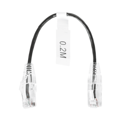 Cable de Parcheo Slim UTP Cat6 – 20 cm (7.87 Pulgadas) Negro Diámetro Reducido (28 AWG)