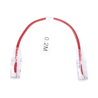 Cable de Parcheo Slim UTP Cat6 – 20 cm (7.87 Pulgadas) Rojo Diámetro Reducido (28 AWG)