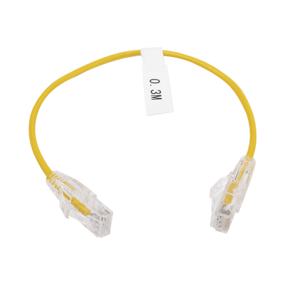 Cable de Parcheo Slim UTP Cat6 – 30 cm (11.81 Pulgadas) Amarillo Diámetro Reducido (28 AWG)