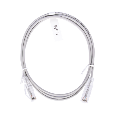 Cable de Parcheo Slim UTP Cat6 – 1.5 Metros (4.92 Pies) Gris Diámetro Reducido (28 AWG)