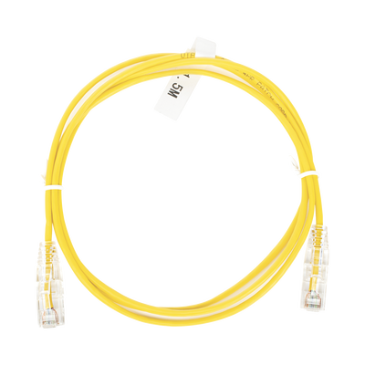 Cable de Parcheo Slim UTP Cat6 – 1.5 Metros (4.92 Pies) Amarillo Diámetro Reducido (28 AWG)