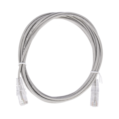 Cable de Parcheo Slim UTP Cat6 – 2 Metros (6.56 Pies) Gris Diámetro Reducido (28 AWG)