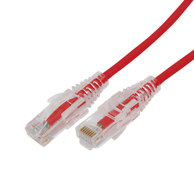 Cable de Parcheo Slim UTP Cat6A – 1 Metro (3.28 Pies) Rojo, Diámetro Reducido (28 AWG)