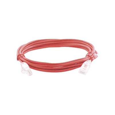 Cable de Parcheo Slim UTP Cat6A – 3 Metros (9.84 Pies) Rojo, Diámetro Reducido (28 AWG)