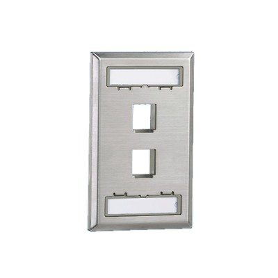 Placa de Pared Vertical, Salida Para 2 Puertos Keystone, Con Espacios Para Etiquetas, de Acero Inoxidable