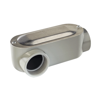 Caja oval roscada tipo LR de 1 1/2″ (38.1 mm) Incluye tapa y tornillos.