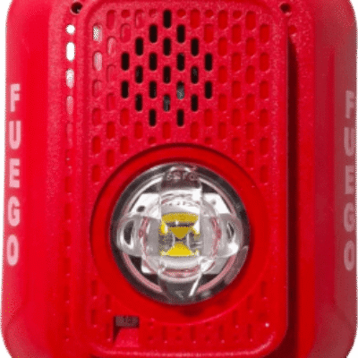 Sirena con Lampara LED Estroboscópica / 2 hilos / Montaje en Pared / Color Rojo / Configuración Estroboscópica Seleccionable