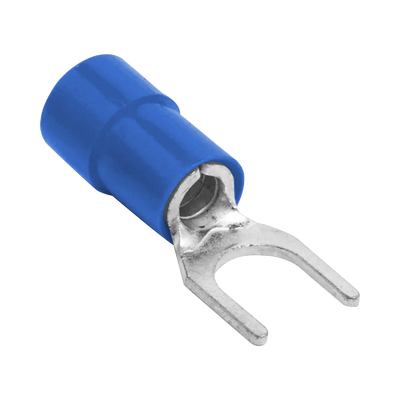 Terminal tipo horquilla ( espada ) aislada / 16 – 14 AWG / Azúl / Paquete de 25 piezas.