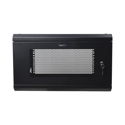 Gabinete de Pared de 6U con Puerta Perforada, 455 mm de Profundidad Total, Rack de 19», Acero Reforzado Color Negro