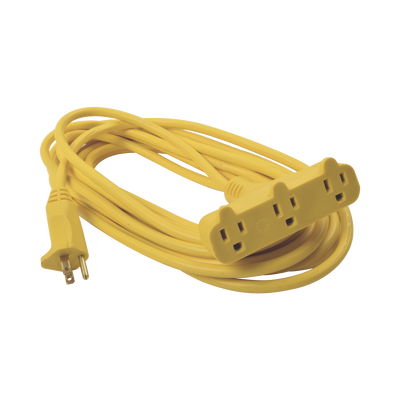 Extensión Eléctrica Tipo Abanico Uso Rudo 8 metros/ 127 V CA – 10 A Máximo / Color Amarilla.