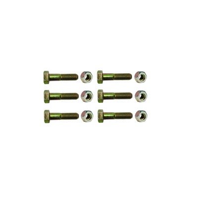 Paquete de 6 Tornillos Grado 5 con Tuercas Tropicalizadas de 3/8″ x 2″.