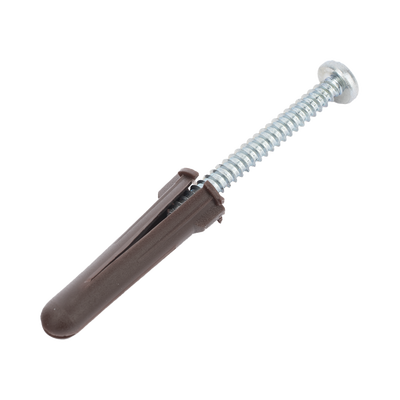 Paquete de 10 taquetes café 1 3/4″ y 10 tornillos 10mm x 1 3/4″ (1104-05002)