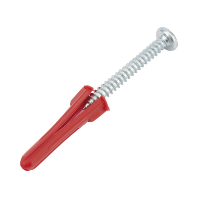 Paquete Con 10 Taquetes Rojos de 1/4″ y 10 tornillos 10 x 1 1/2″ (4.82 x 38 mm) (1103-05002)