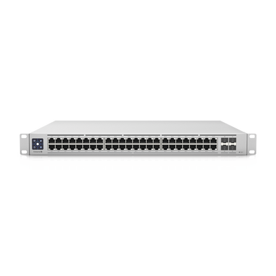 UniFi Switch Enterprise administrable capa 3, 48 puertos 2.5GbE RJ45 POE+, 4 puertos 10G SFP+, 720W, con pantalla táctil de 1.3″