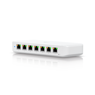 USW Ultra Switch de 8 Puertos GbE (7 Puertos PoE+ y 1 Puerto Entrada PoE++) con Opciones de Montaje Versátiles