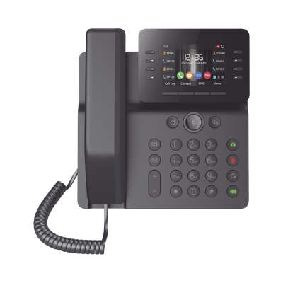 Teléfono IP Empresarial Esencial WiFi / Bluetooth, 12 líneas SIP, pantalla a color 3.5″, PoE, puertos Gigabit, conferencia local de 6 vías.