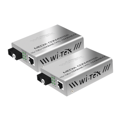 Convertidor de medios / Hasta 25 Km / 1 puerto SC/UPC 1000Mbps / 1 puerto RJ45 1000Mbps / WL: Tx 1310nm – Rx 1550nm / incluye 2 piezas A y B