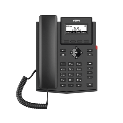 Teléfono IP / 2 Líneas SIP / Pantalla LCD 2.3″ 132×64 / Audio HD G.722 y Opus / Conferencia 6 Vías / PoE 802.3af / Puertos Ethernet Duales 10/100 / Soporte EHS
