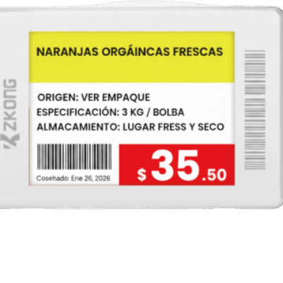 Etiqueta Electrónica de Estantería ESL 1.8 Pulgadas / Pantalla EPD a Color 224×168 píxeles / 4 Colores (Negro, Blanco, Rojo, Amarillo) / Batería 5 Años / Bluetooth LE 5.1 / Gestión en la Nube / NFC / CE ROHS FCC