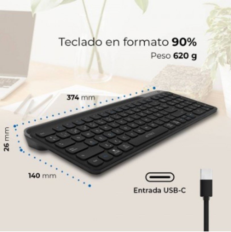 Teclado Inalámbrico Multidispositivos INSPIRE TREK TI747 AC-940108 Acteck Elite Series Bluetooth 5.1, Dongle 2.4 MHz - Imagen 4