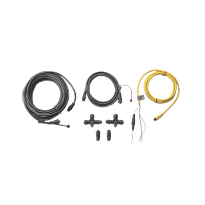 Kit de Red NMEA 2000 / Cable Principal 6 m (19.7 ft) / Cable Caída 2 m (6.6 ft) / Cable Alimentación 2 m (6.6 ft) / 2 Conectores en T / Conectores Macho y Hembra
