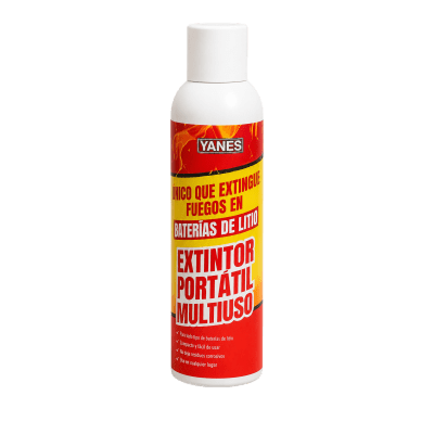 Extintor Portátil en Aerosol / Agente Encapsulador Micelar / 250 ml / NFPA 18A / Fuegos Clase A, K y Li / Baterías de Ion-Litio / Biodegradable / 35 seg de Descarga.